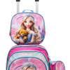 Mochila con carrito, lonchera y cartuchera. Princesa oso marrón