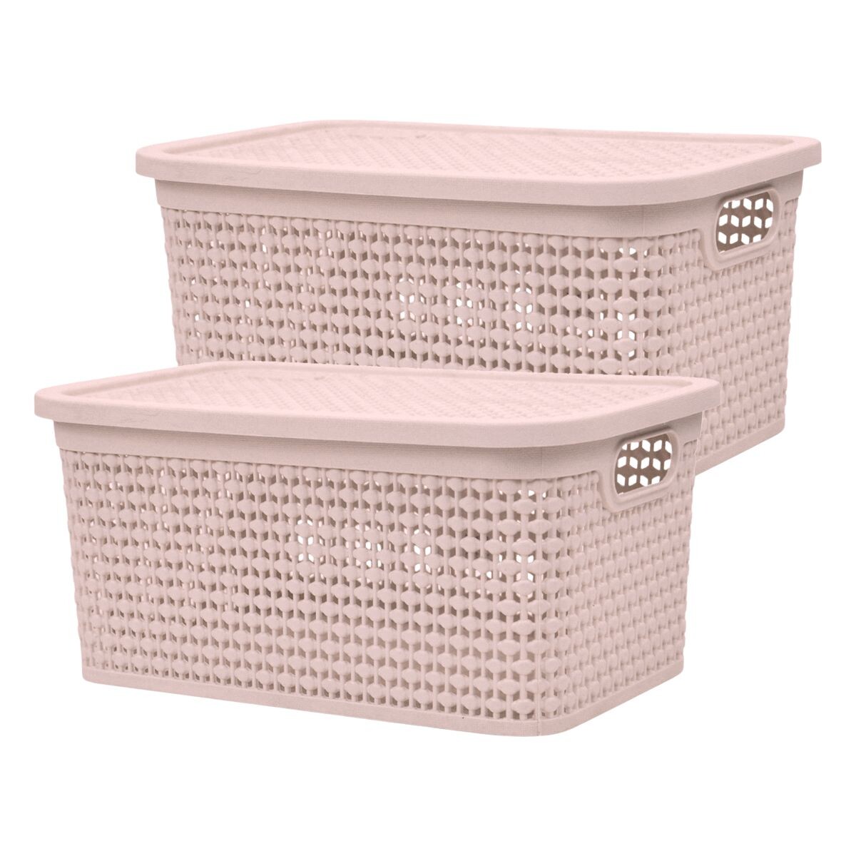 Set x2 Caja simil ratán 4 lts - ROSADO 
