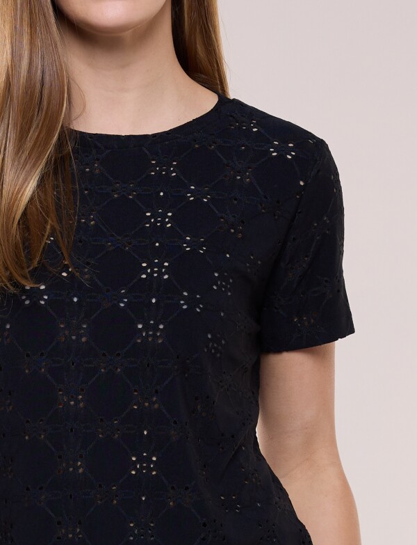 Remera Broderie NEGRO