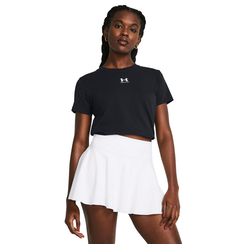 Remera Under Armour Rival Core SS-BLK de Mujer - 1383648-001 Negro-blanco