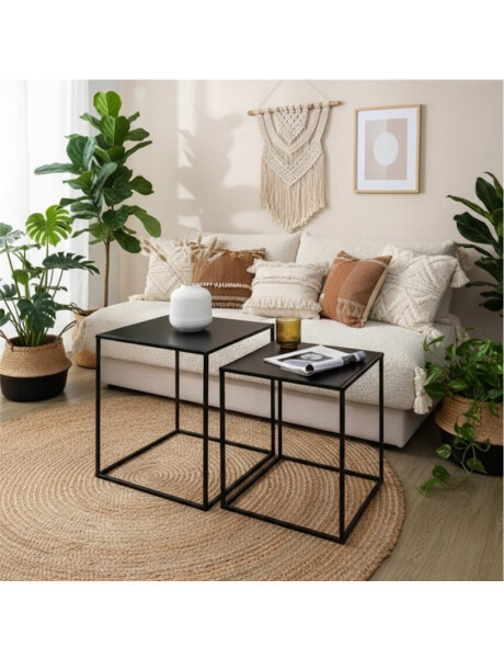 SET 2 MESAS AUX 38X38X41/34X34X37CM METAL NEGRO SET 2 MESAS AUX 38X38X41/34X34X37CM METAL NEGRO