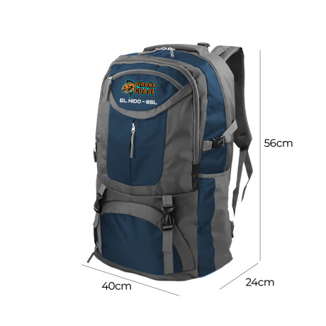 Mochila Camping El Nido 65 L + Riñonera Trekking Azul Marino