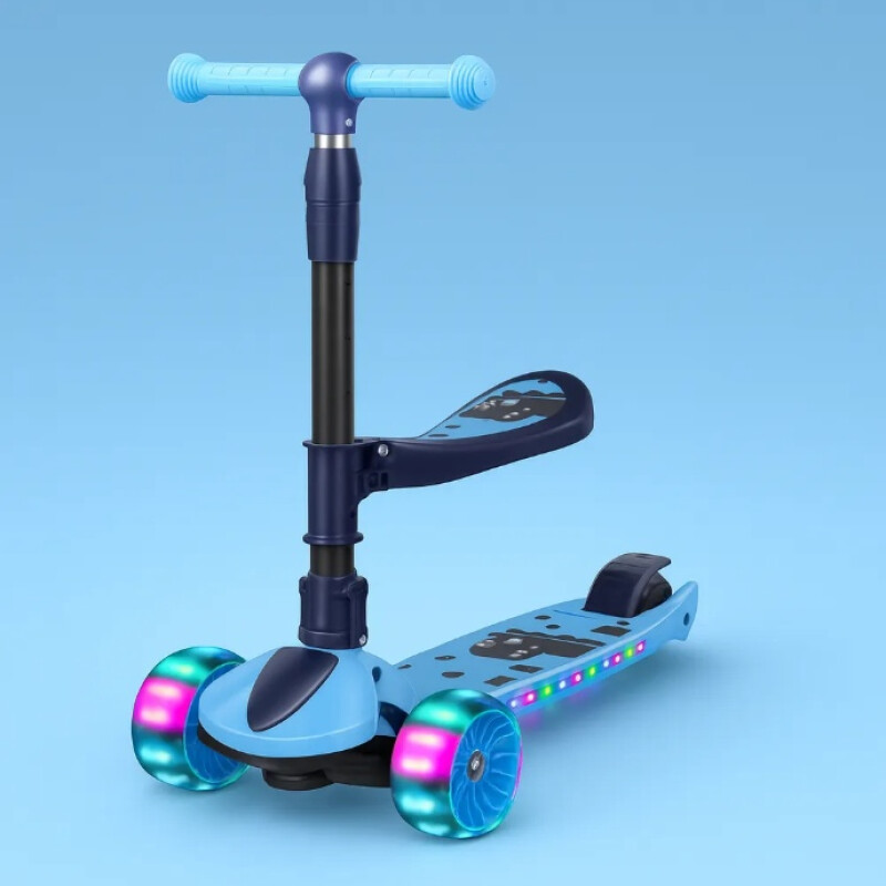 Monopatín Infantil3 Ruedas Para Niños Con Luces y Sonido Celeste