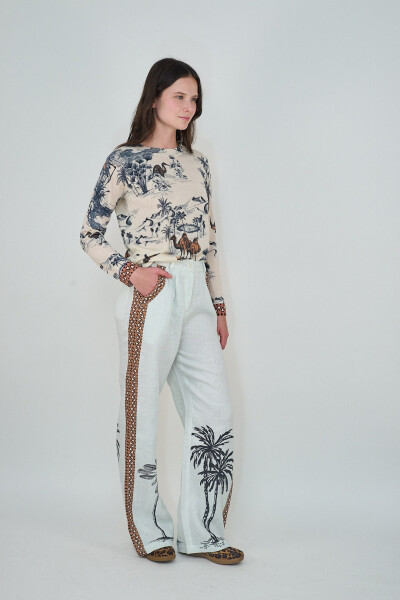 PANT MYSTIC BIRDS Blanco