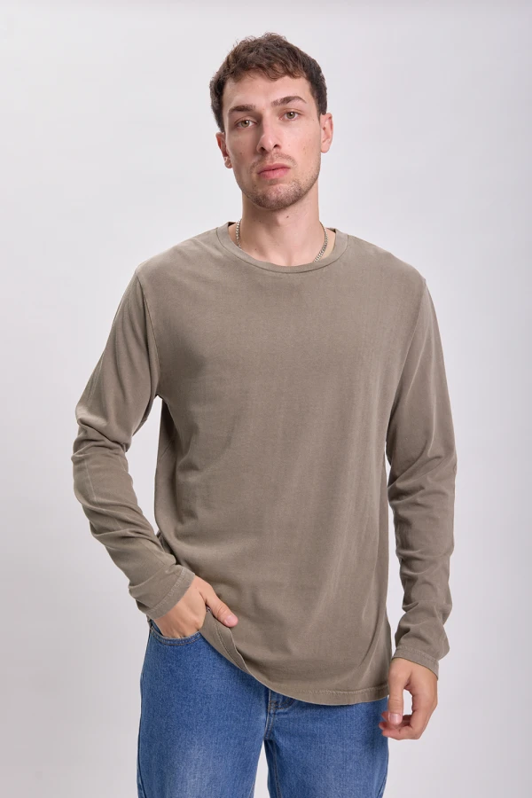 Remera manga larga efecto lavado Visón
