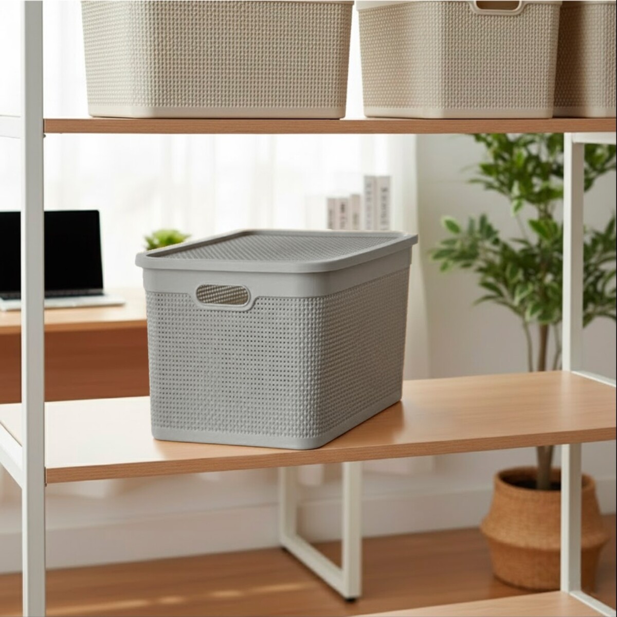 Caja simil ratán 40 lts - CAPPUCCINO 