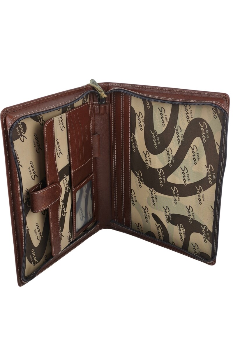 Dosier Mediano Profesional en cuero genuino Marrón