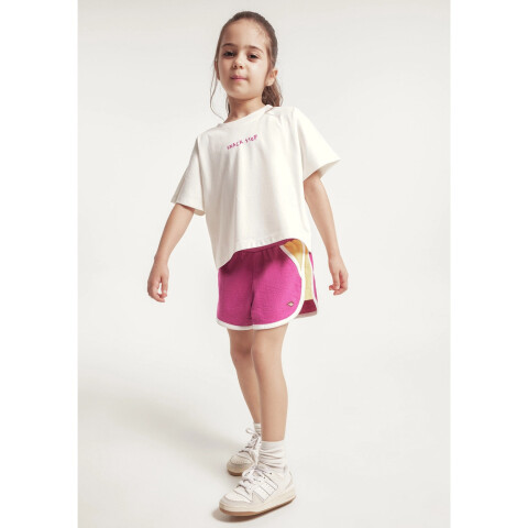 SHORTS FEM ROSA COM AMARELO