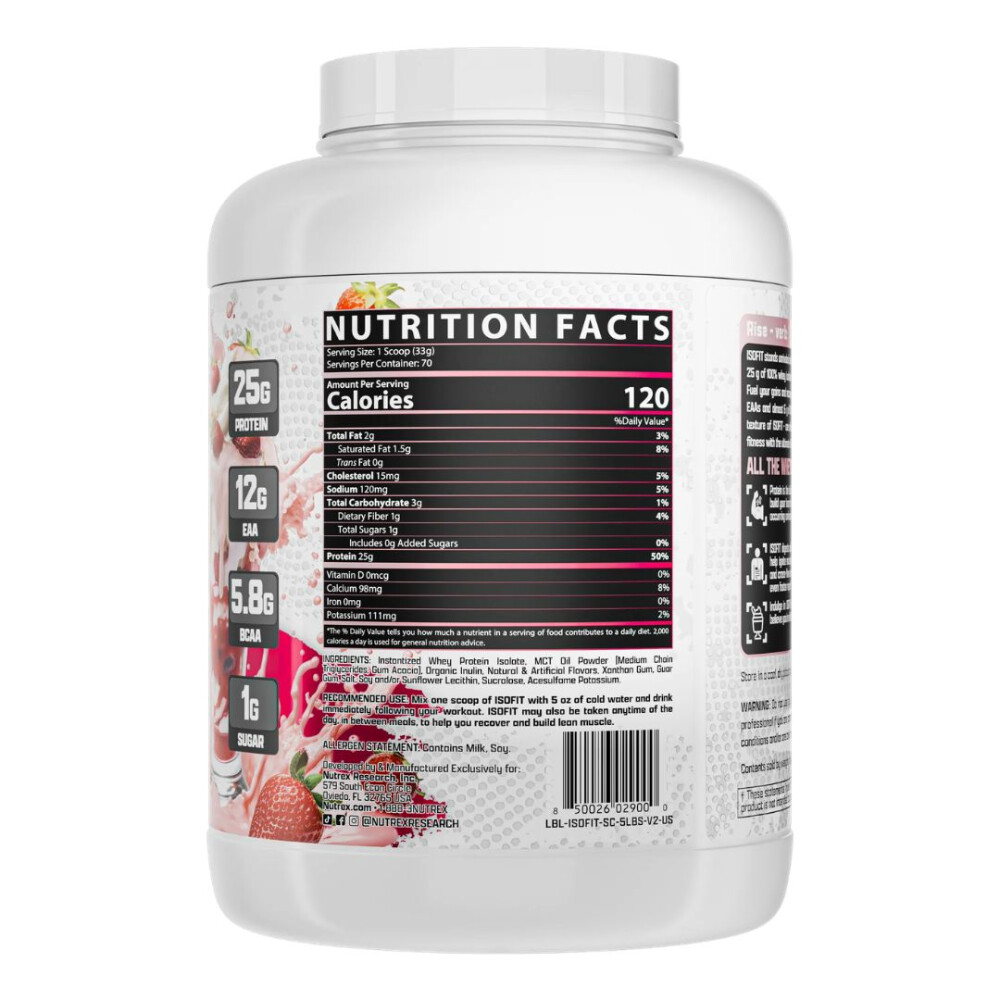 IsoFit Strawberry Cream | Proteína Aislada de Suero | 5 lb- Nutrex IsoFit Strawberry Cream | Proteína Aislada de Suero | 5 lb- Nutrex