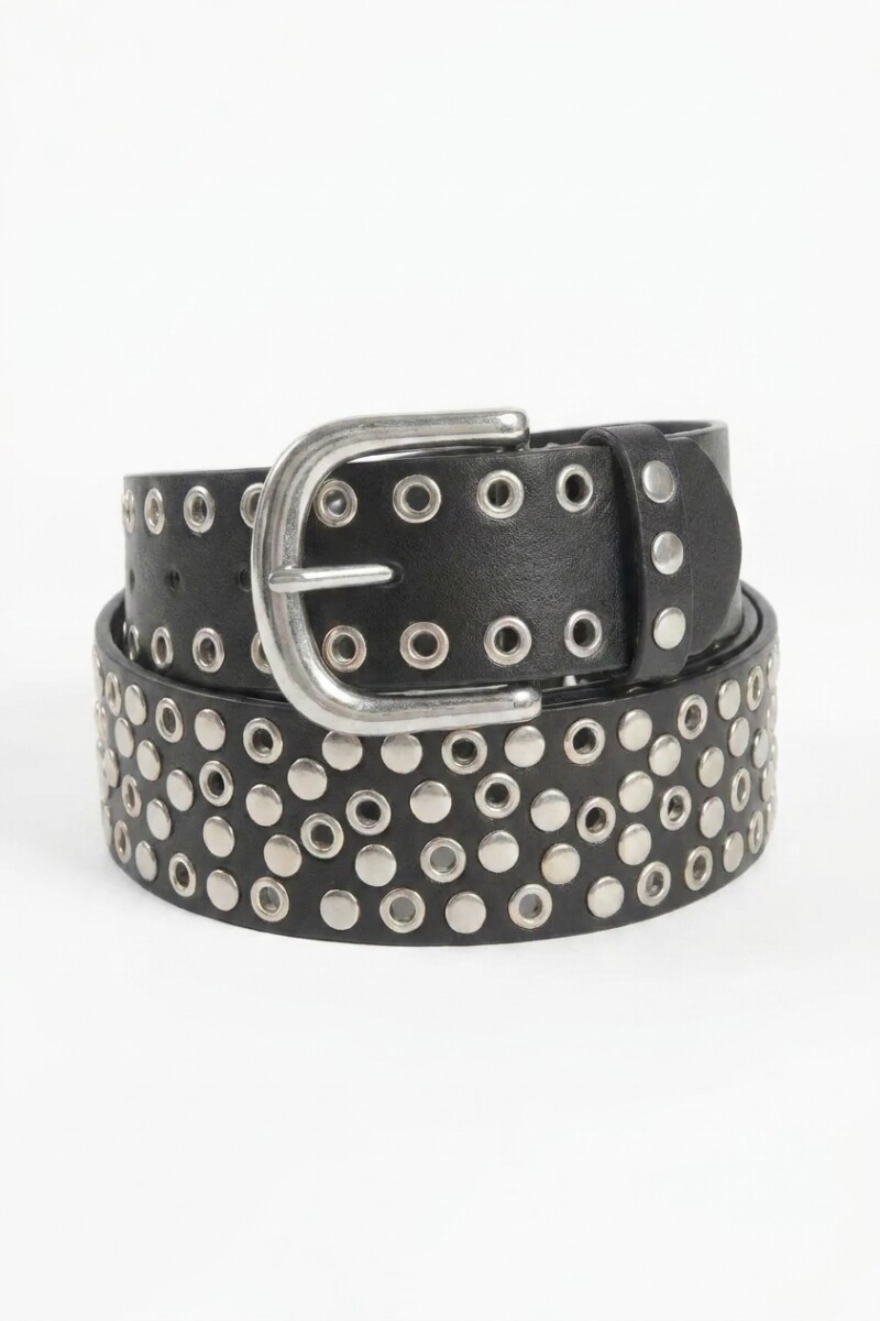 Cinturón strass y tachas negro