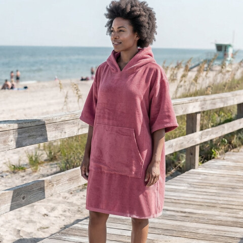 Bata Poncho Velour Algodón 100 x 90 cm ROSA