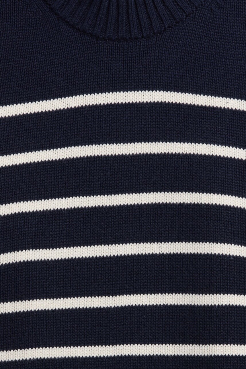 Buzo Algodón A Rayas Mujer Navy Stripe