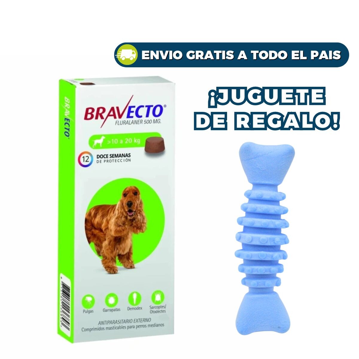 BRAVECTO ANTIPULGAS Y ANTIGARRAPATAS - 10 A 20 KG 