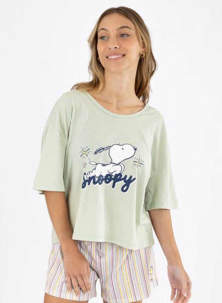 Pijama stripes snoopy Verde claro