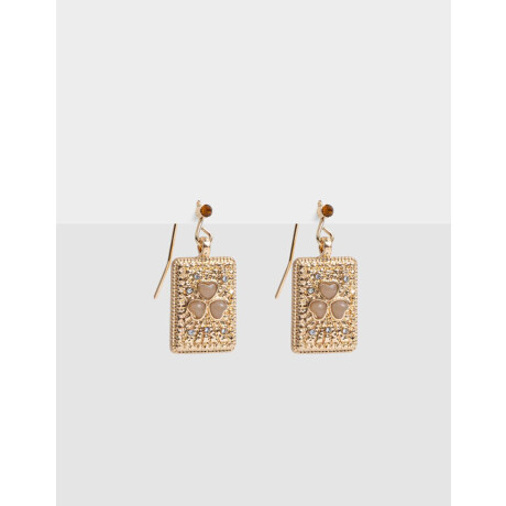 Aros Colgantes Cortos Con Strass Dorado