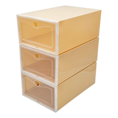 Caja Zapatos Zapatera Transparente Organizador Apilable Color Variante Beige