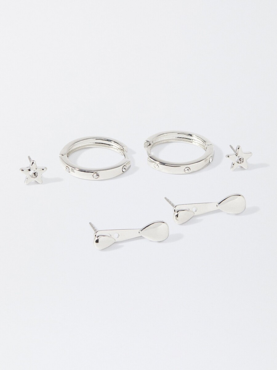 Conjunto De Pendientes Plateados plateado