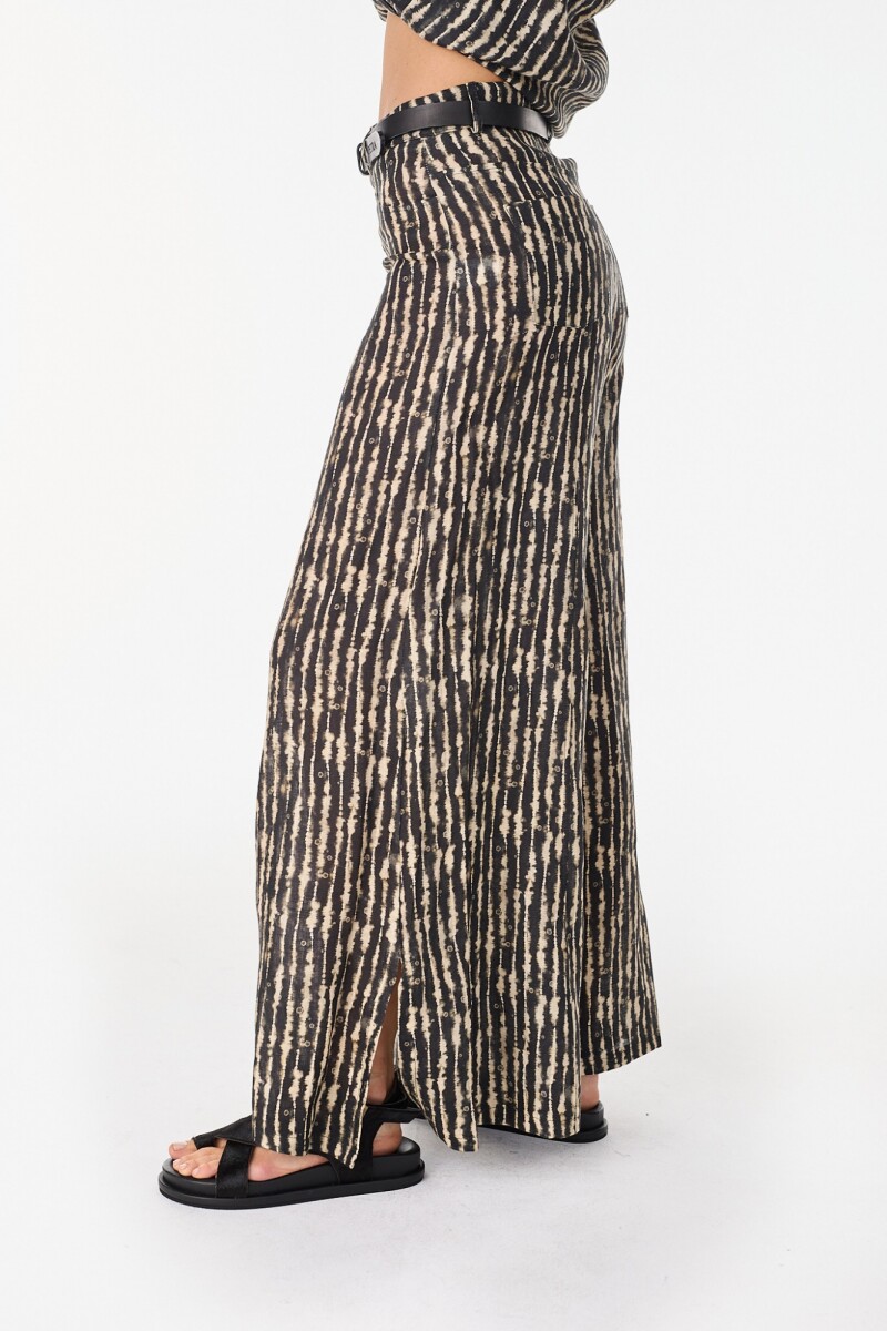 Pantalon Cuarzo Lino Estampa Negro