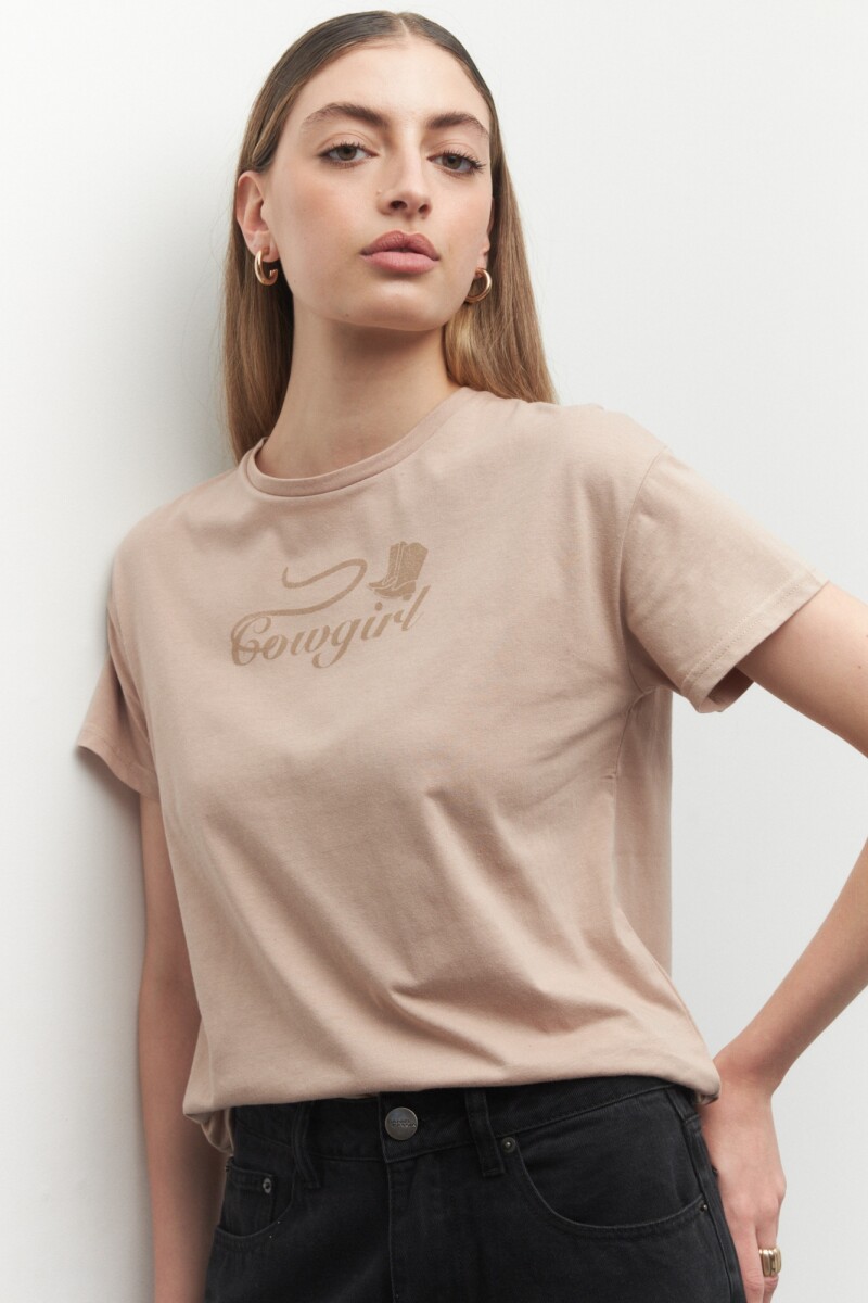 REMERA COWGIRL Beige