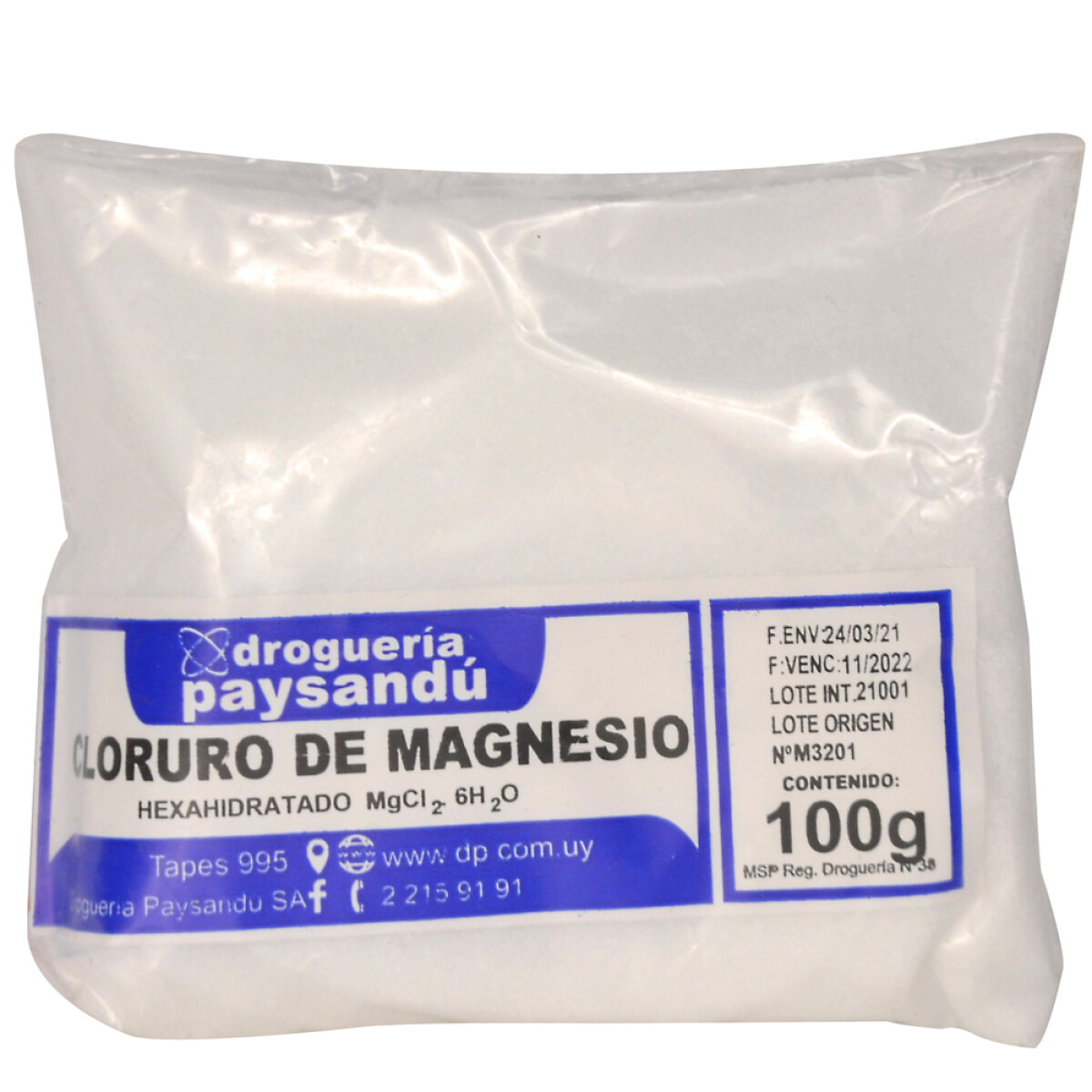 Cloruro de Magnesio Puro - 100 g 