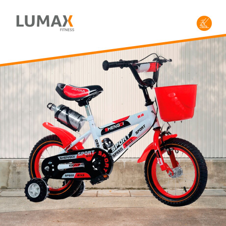 Bicicleta Rodado 14 Con Canasto Y Caramañola Niño Niña Lumax Rojo