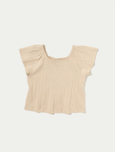 BLUSA DE LINO ACANALADA BEIGE