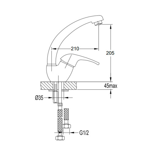 GRIFERIA DE MESADA COCINA MONOCOMANDO CROMO AQA 000
