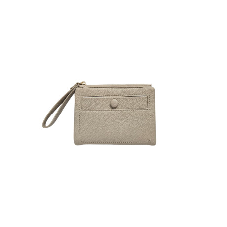 Billetera tarjetero cuerina con colgante - 11x14cm Beige