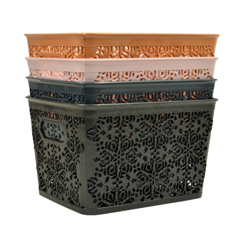 Set x3 Cesto organizador calado 7 lts MARRON OSCURO