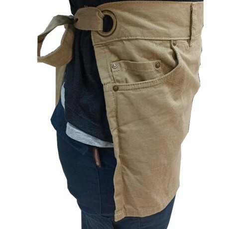 Delantal Corto Simil Pantalón Bolsillos Unisex Khaki