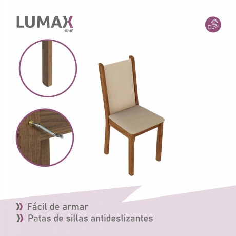 Juego de comedor con mesa redonda de vidrio y 4 sillas rústicas Beige