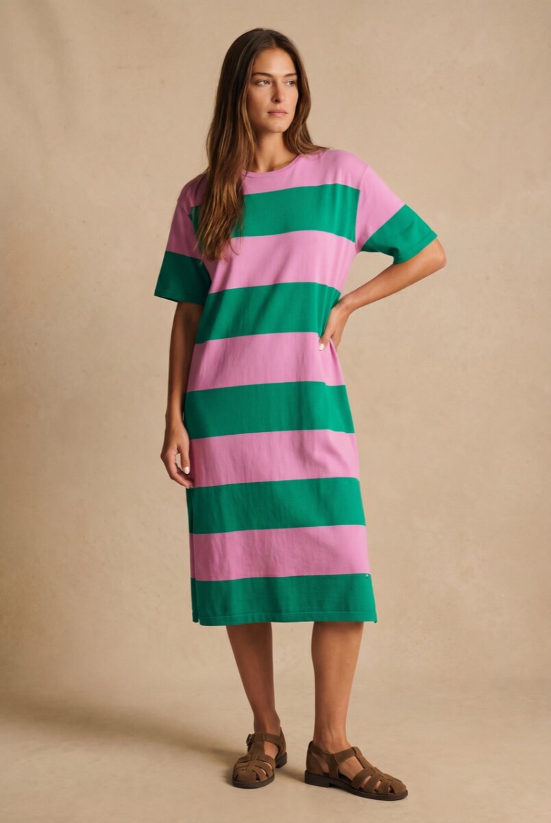 Vestido Tejido Rayado - Verde 