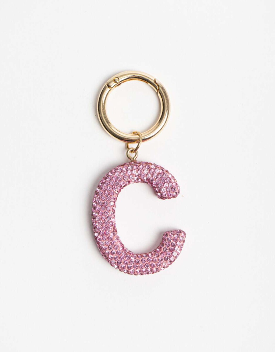 Llavero Y Bag Charm Strass Letra ''c'' - Rosa Claro 