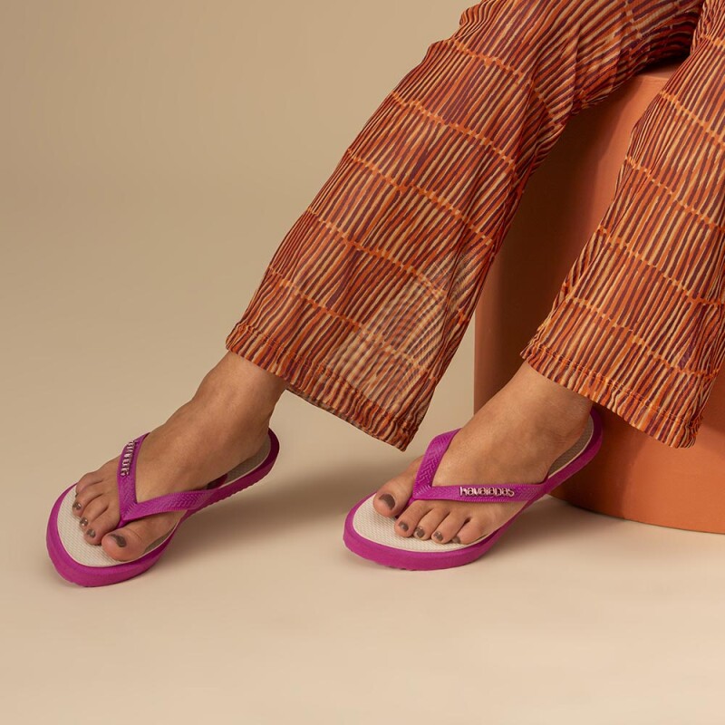 Sandalias Havaianas Top Point Fusion Mujer Rosa Gum/beige Palha