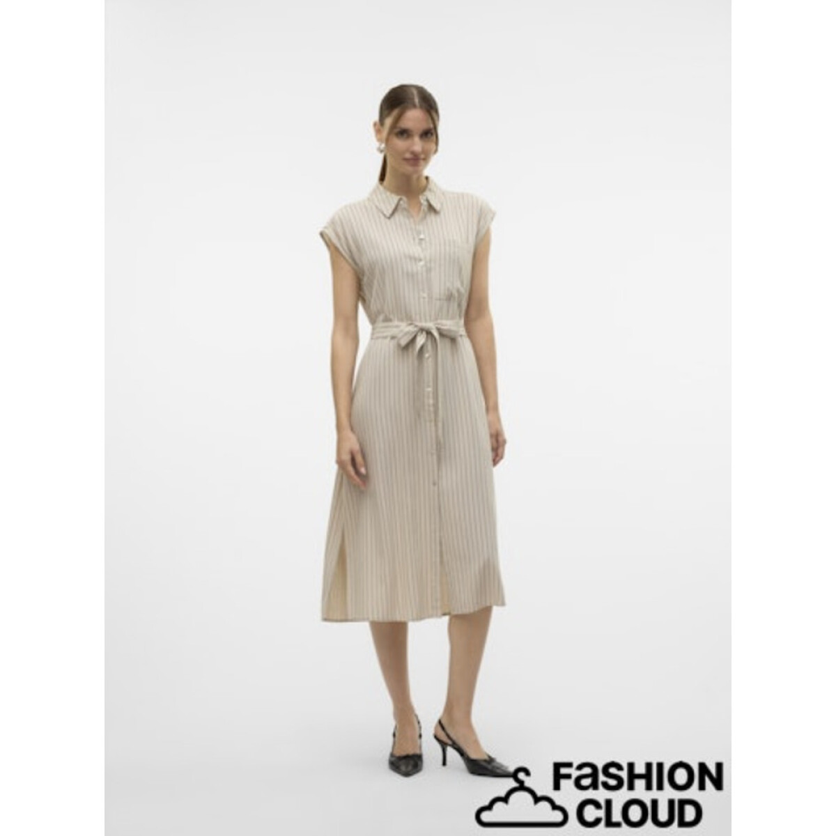 VMMYMILO SL CALF SHIRT DRESS WVN GA - Silver Lining 