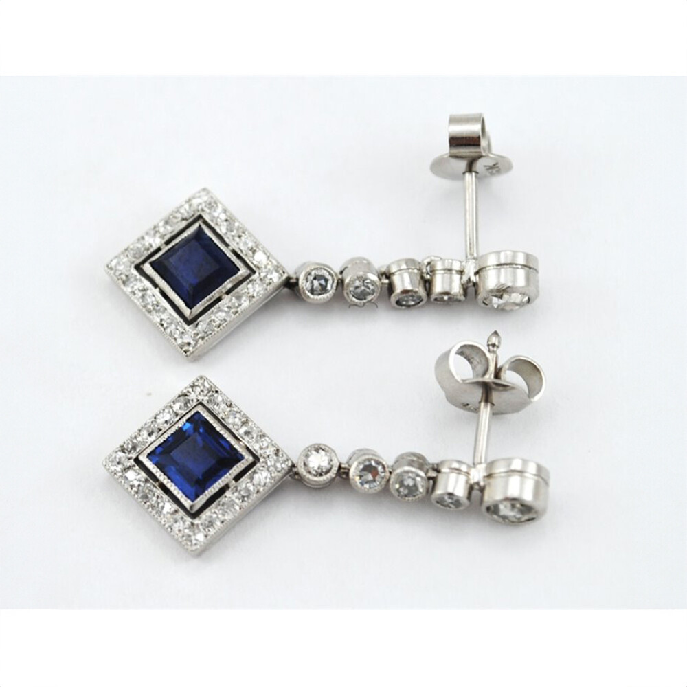 Caravana Oro Blanco 18K Con Brillantes Y Zafiros Naturales Caravana Oro Blanco 18K Con Brillantes Y Zafiros Naturales