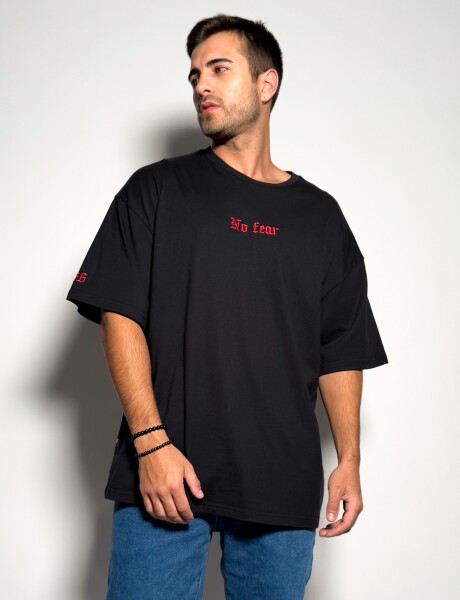 Remera oversize con estampas Efrain Negro