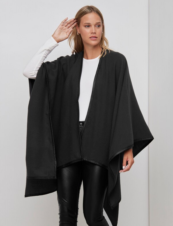 Ruana Soft Det Ribet NEGRO