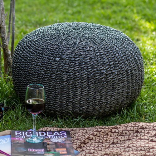 Puff apto para exterior, Tulum gris Puff apto para exterior, Tulum gris