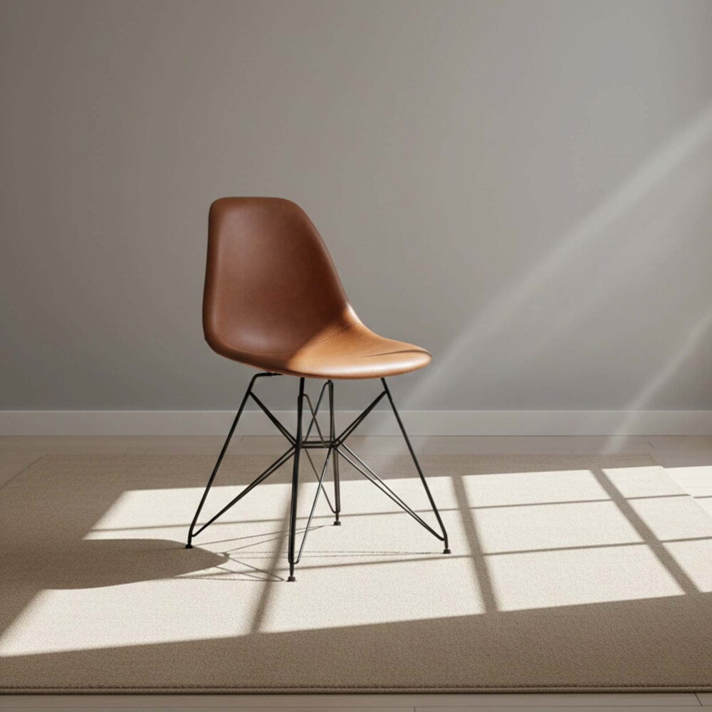 SILLA DE COMEDOR PU-Y-METAL MARRON ANTOLOGIA