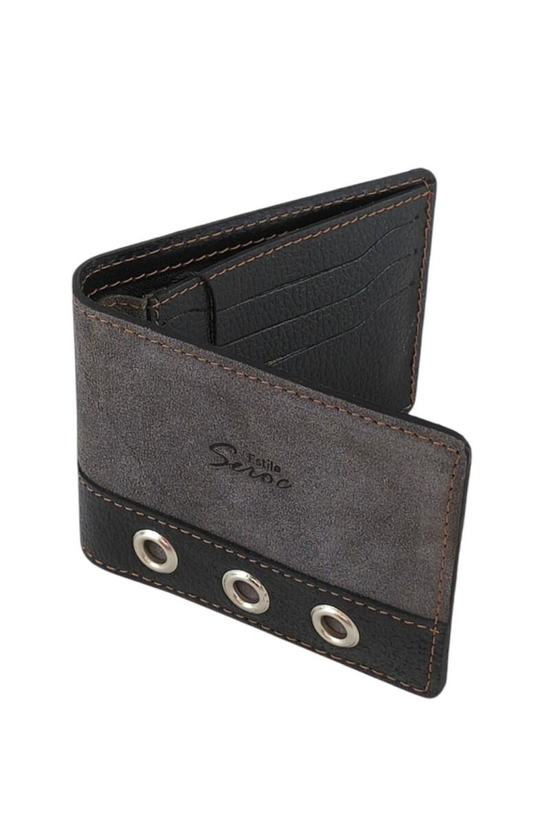 Billetera con cierre interior para billetes Negro c/gris