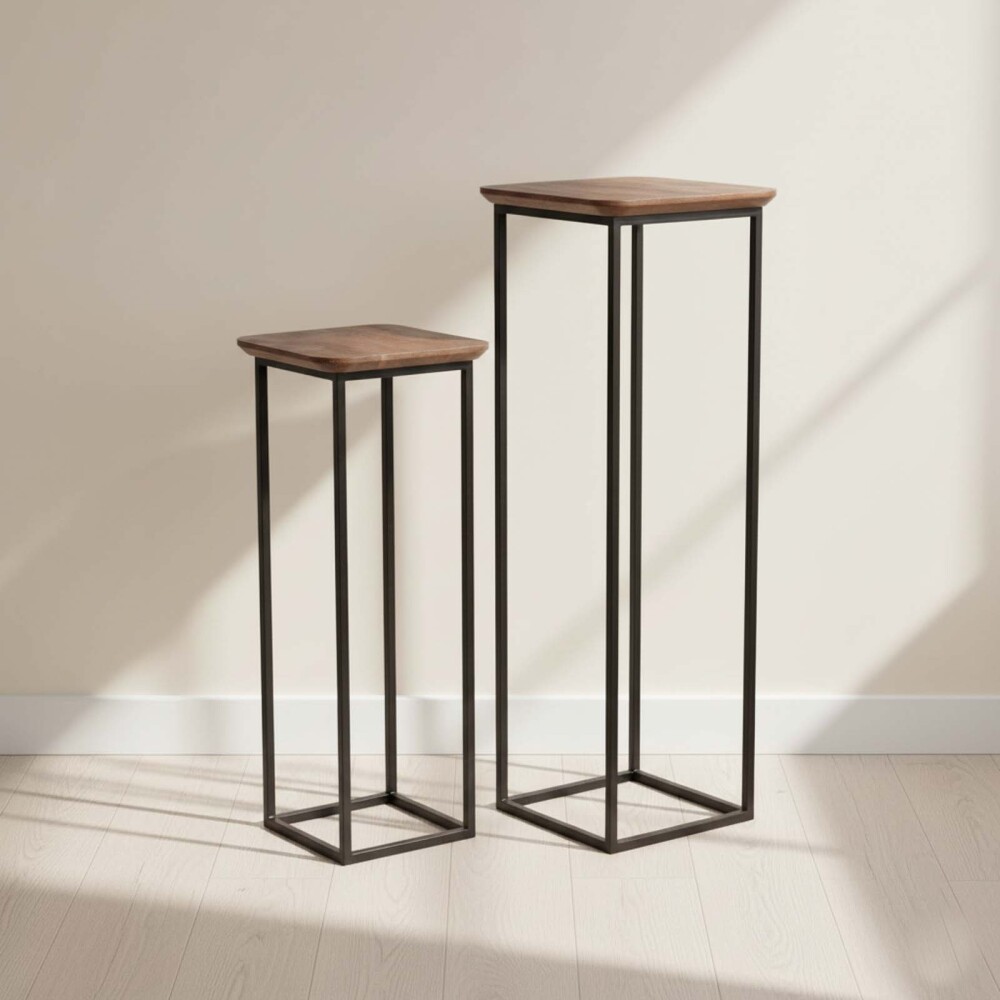 MESA AUXILIAR MADERA-Y-METAL MARRON ECLIPSE CASTAÑO