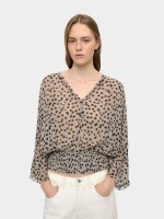 Blusa Fluida Con Elásticos beige