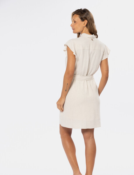 VESTIDO DE LINO LISO Beige