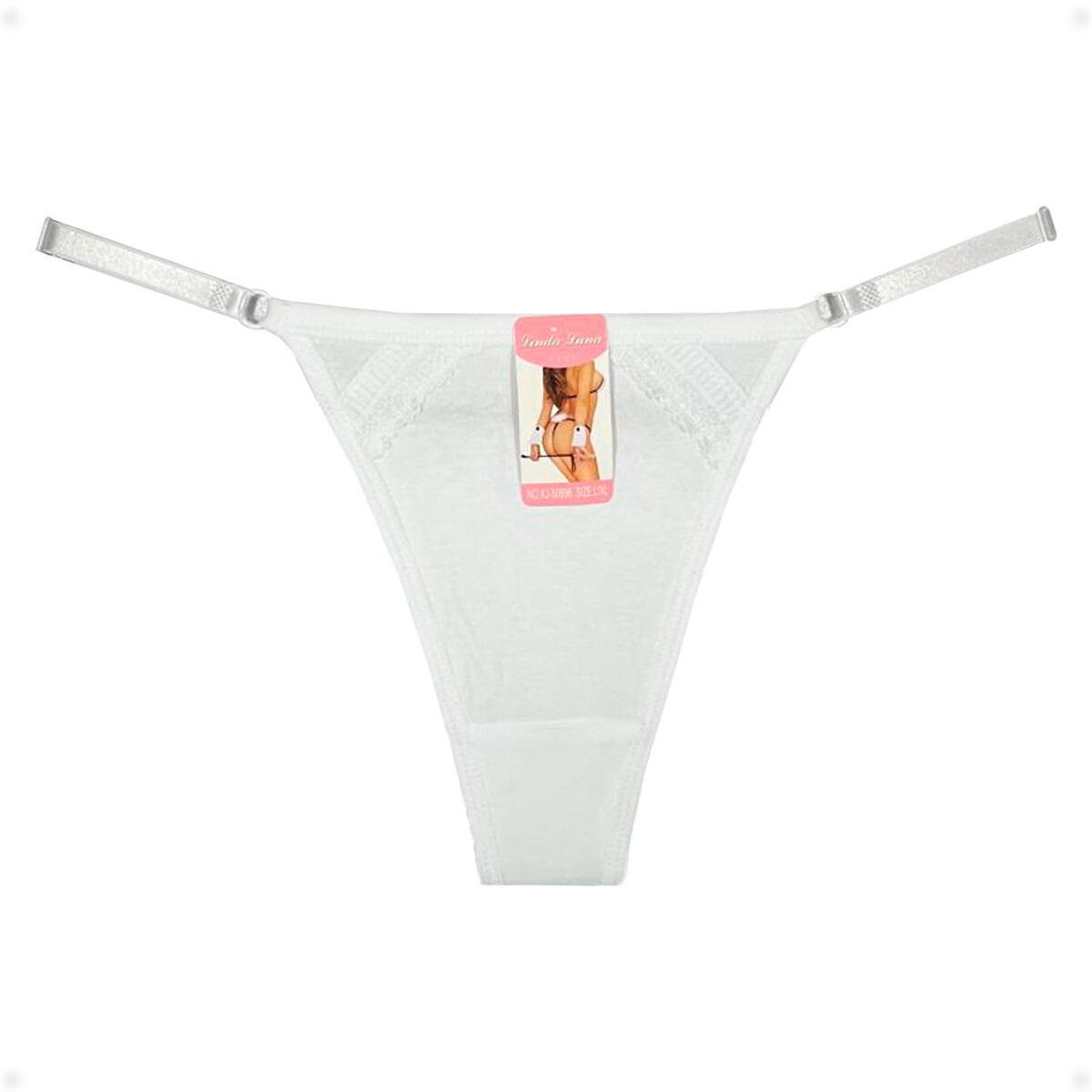 Tanga Colaless Ajustable De Algodón - BLanco 