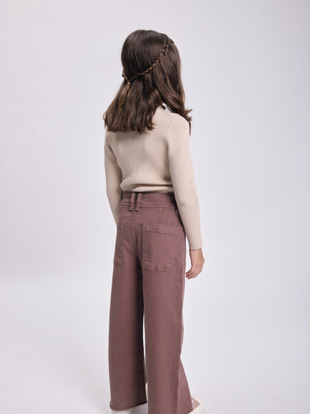 Pantalón jean ancho Marrón