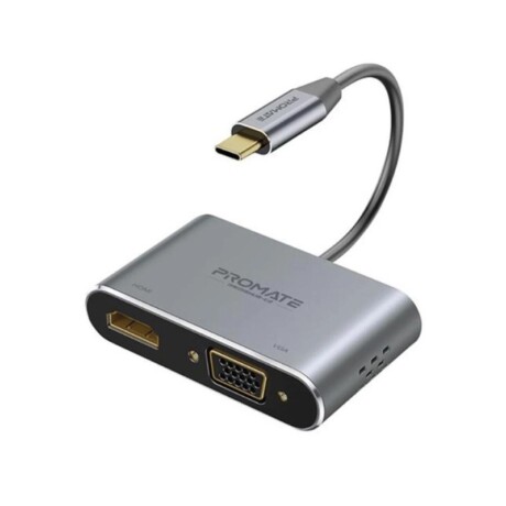 Adaptador Promate MediaHub-C2 USB-C a VGA Hdmi 4K Adaptador Promate MediaHub-C2 USB-C a VGA Hdmi 4K