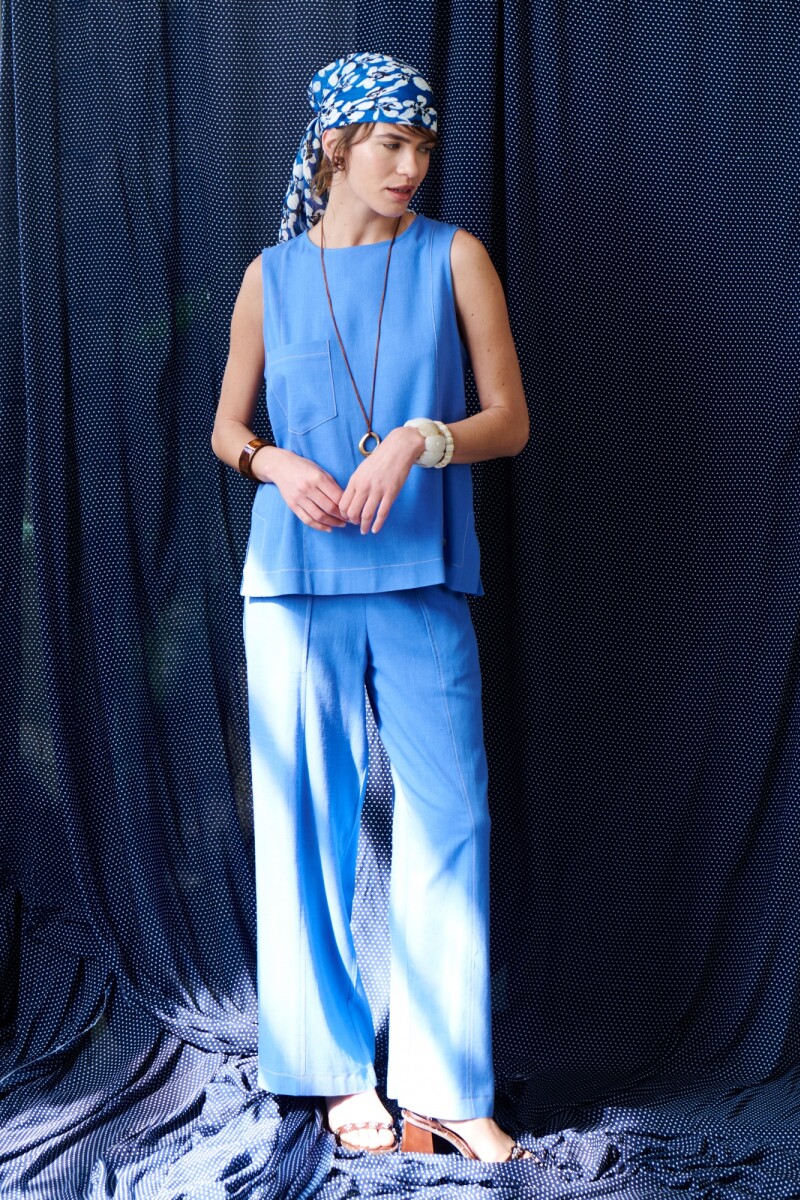 PANTALON LINO POCKET AZUL