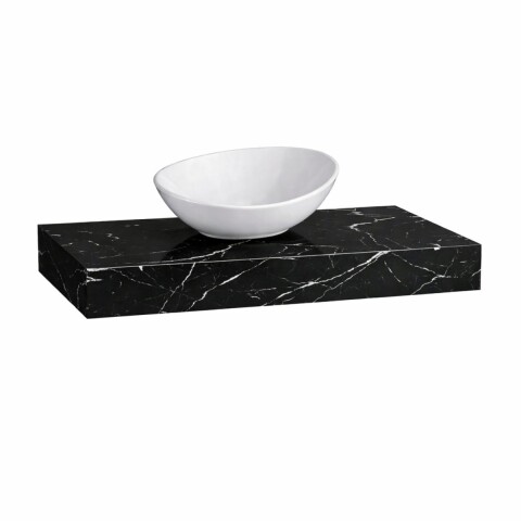 Mesada suspendida en porcelanato PERI 80 Negro Pulido con bacha de loza Mesada Suspendida En Porcelanato Peri 80 Negro Pulido Con Bacha De Loza