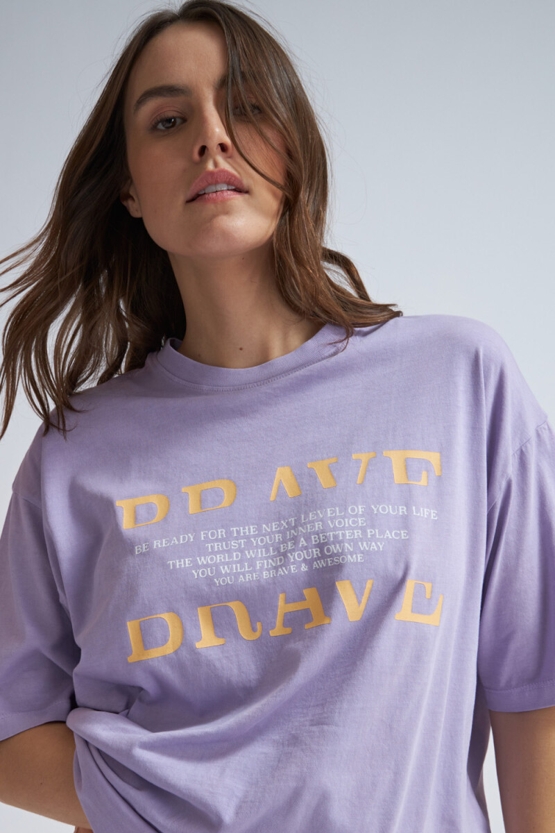 Camiseta larga manga corta estampada Lavanda
